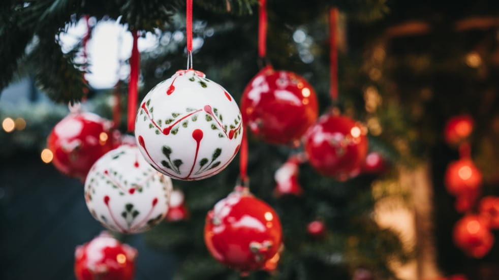 christmas decorations at christmas market